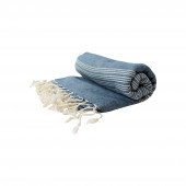 Handgewebtes Handtuch, Fouta blau aus Baumwolle