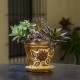 Mexikanischer Blumentopf aus Ton mit Teller Buena