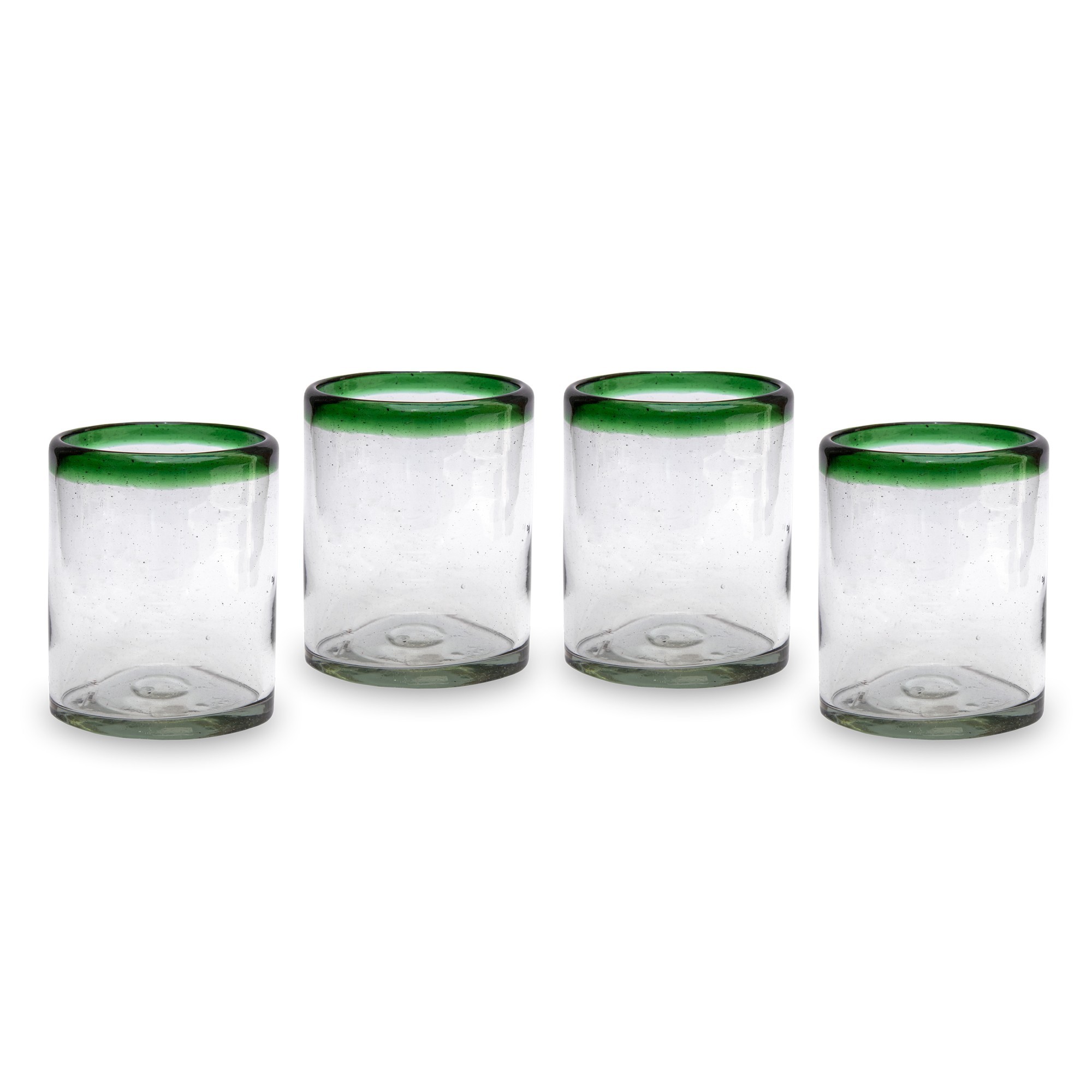 Gläser 4er Set, Wasser- oder Whiskeyglas grün Rand