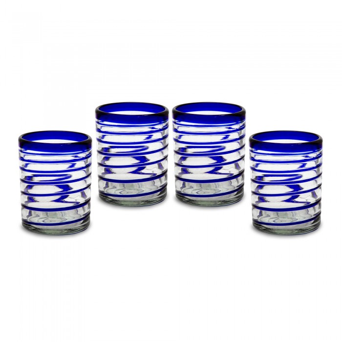 Gläser 4er Set, spiral blau klein