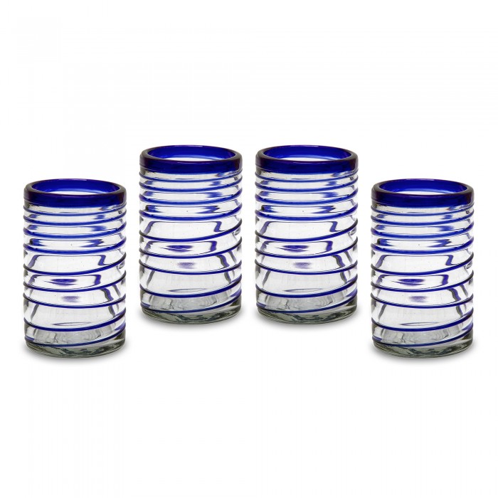 Gläser 4er Set spiral blau