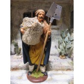 Krippenfiguren Bauer mit Spaten und Sack 14/16 cm aus Ton/Stoff